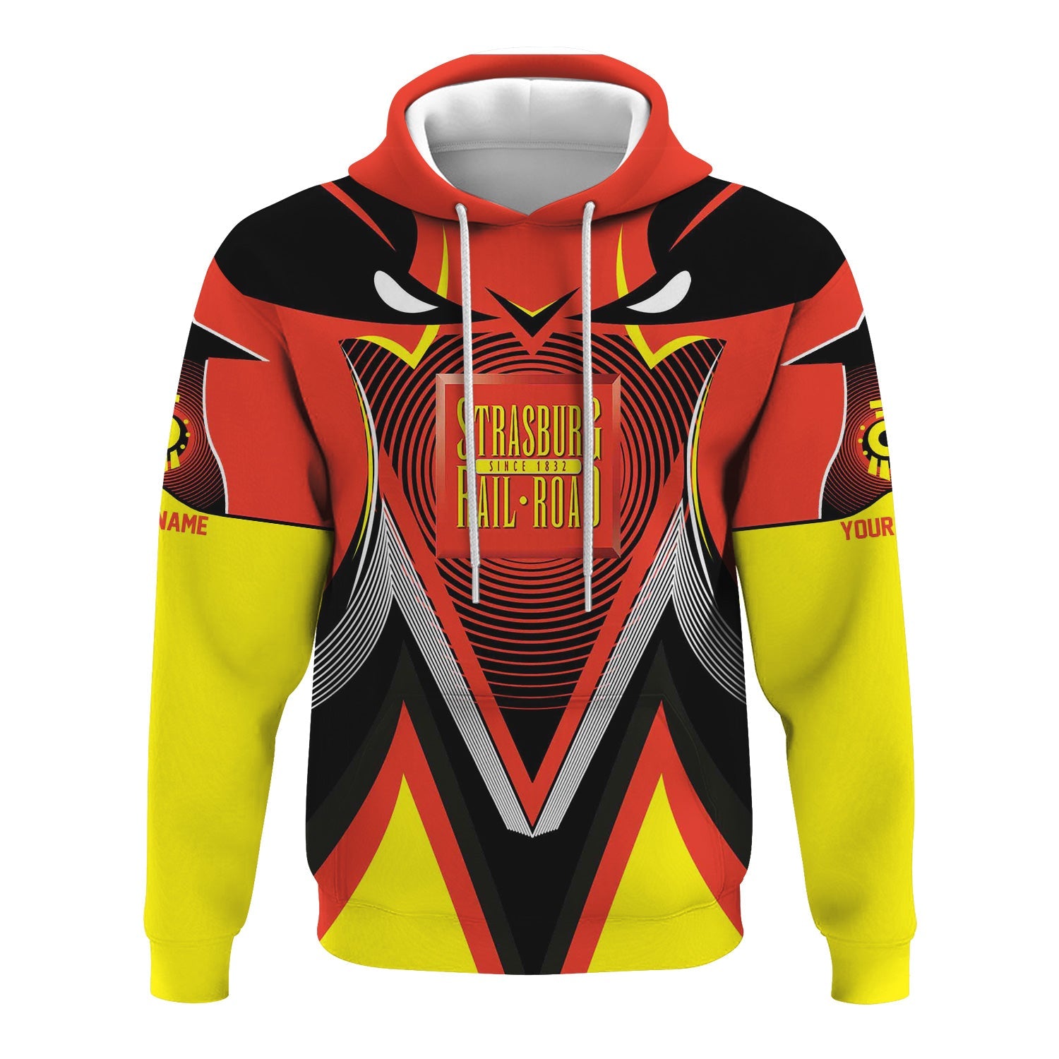 Railspirit Personalized Strasburg Railroad Hoodie Vibrant Graphic Pattern Zip Up Hoodie For Train Enthusiasts