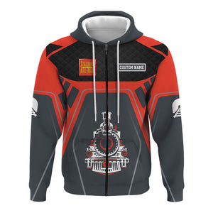 Railspirit Personalized Strasburg Railroad Hoodie Steam Locomotive Engine Graphic Train Zip Up Hoodie All Over Print