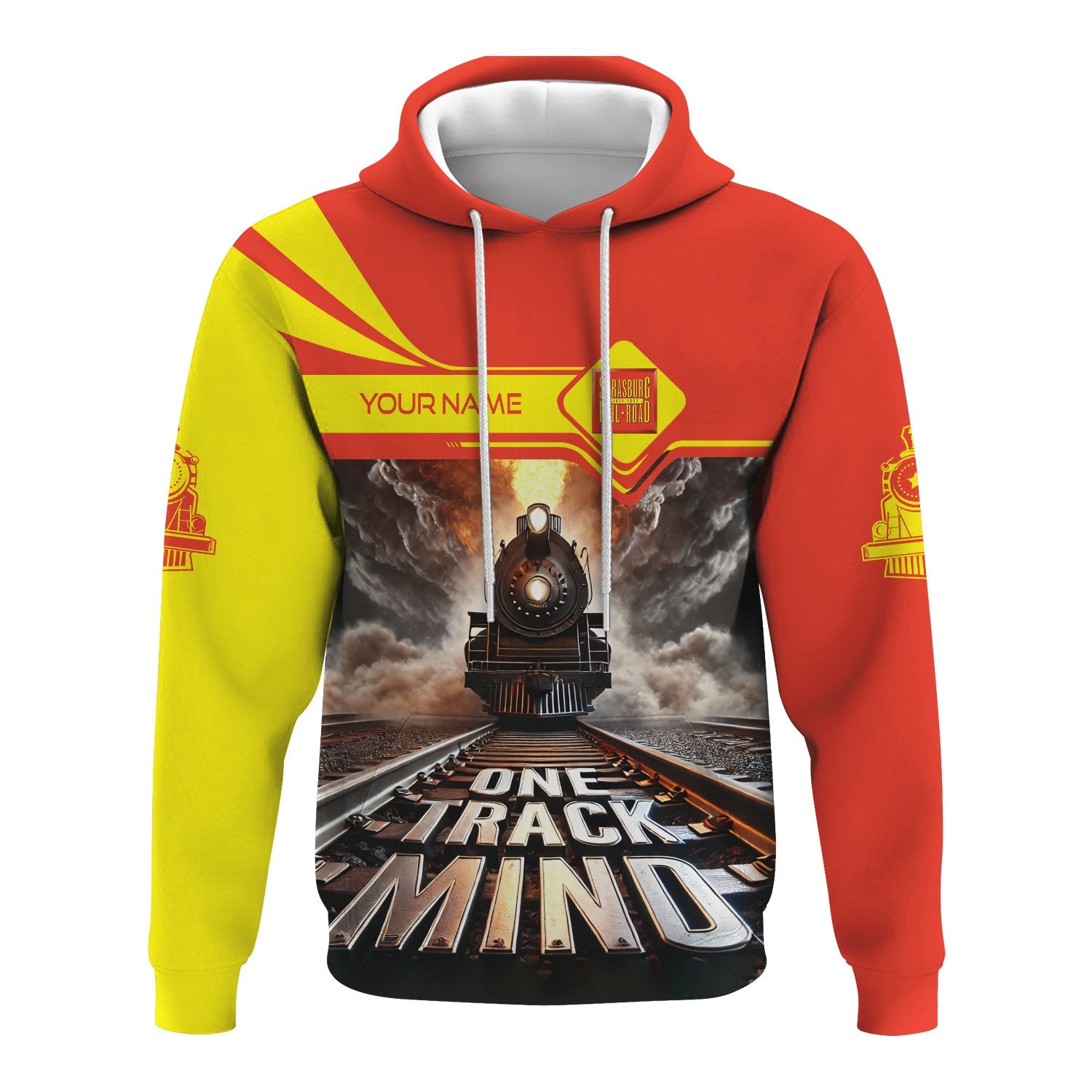 Railspirit Personalized Strasburg Railroad Hoodie One Track Mind Train Printed ZIp Up Hoodie
