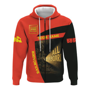Railspirit Personalized Strasburg Railroad Hoodie All Aboard Steam Train Movie Projector Style Zip Up Hoodie