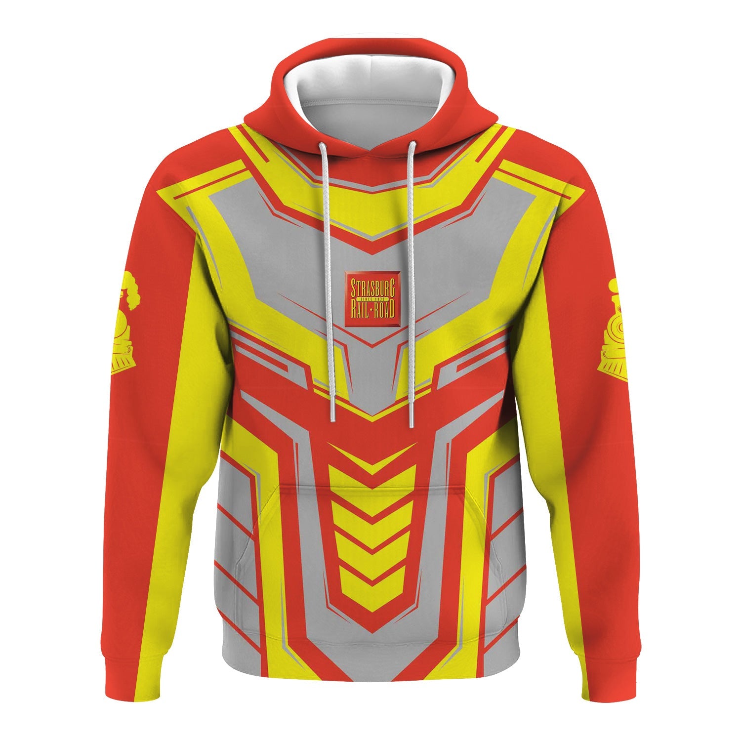 Railspirit Personalized Strasburg Railroad Hoodie Armor-Inspired Design Train Zip Up Hoodie All Over Print