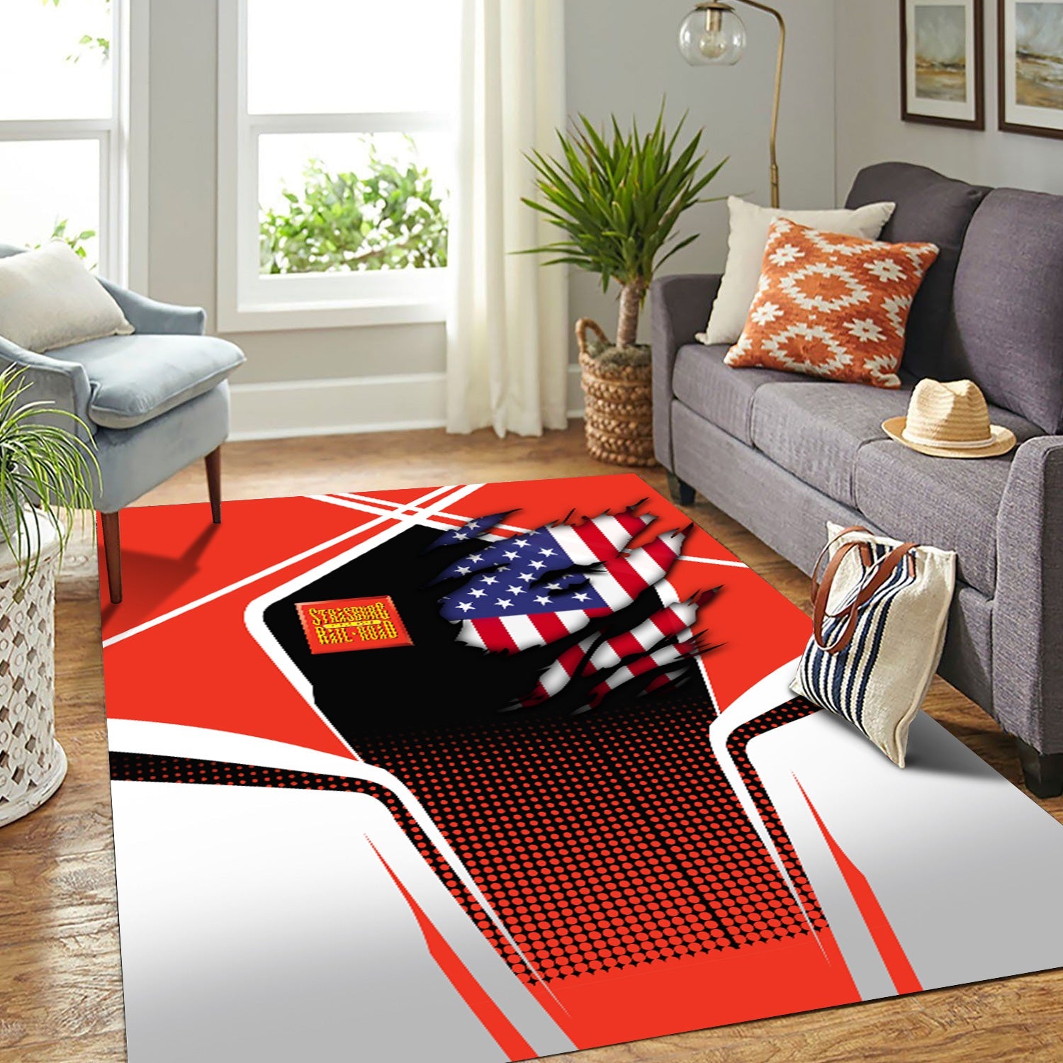 Railspirit Personalized Strasburg Railroad Area Rug American Eagle Vintage Train Rug