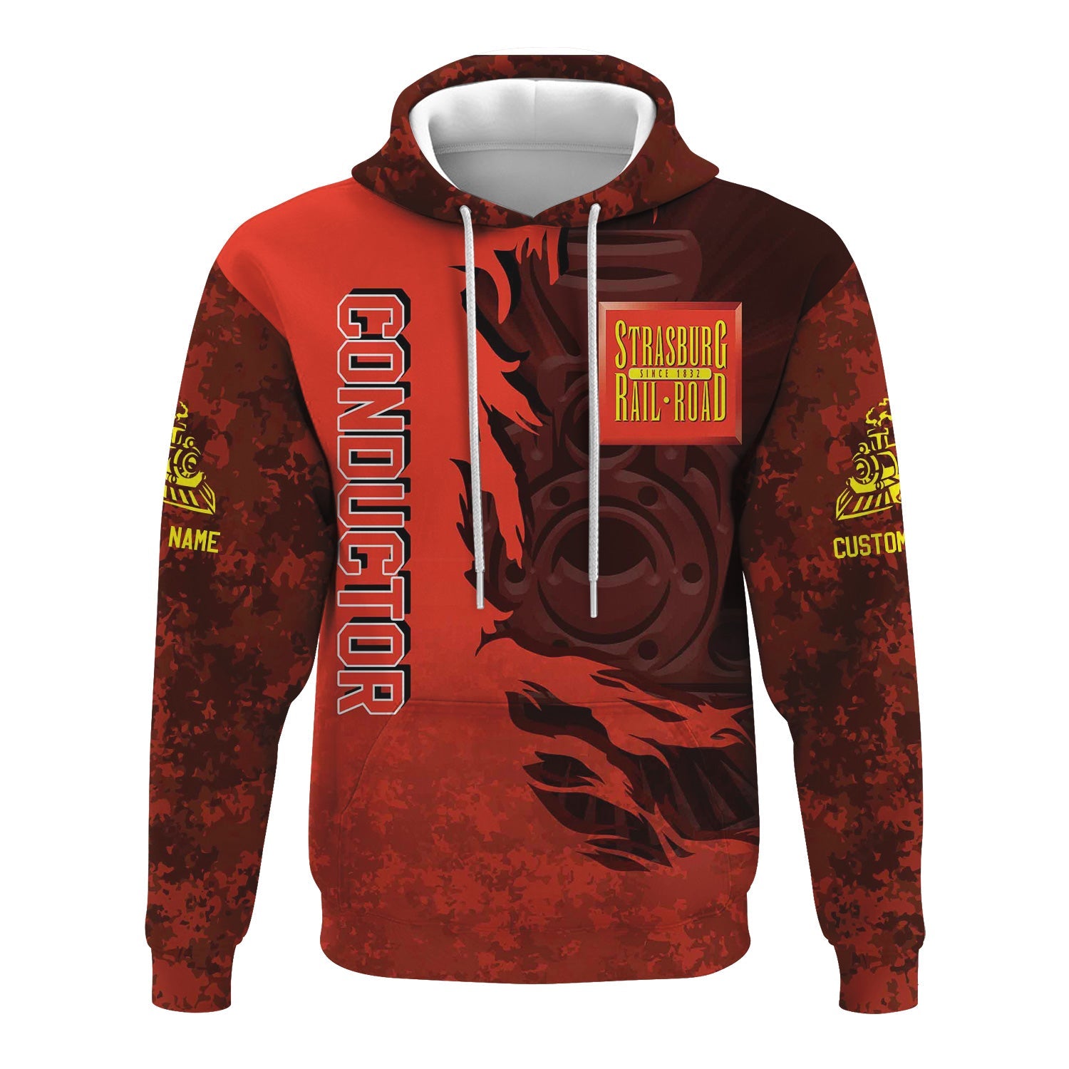 Railspirit Personalized Strasburg Railroad Hoodie Blazing Style with Custom Position Train Zip Up Hoodie