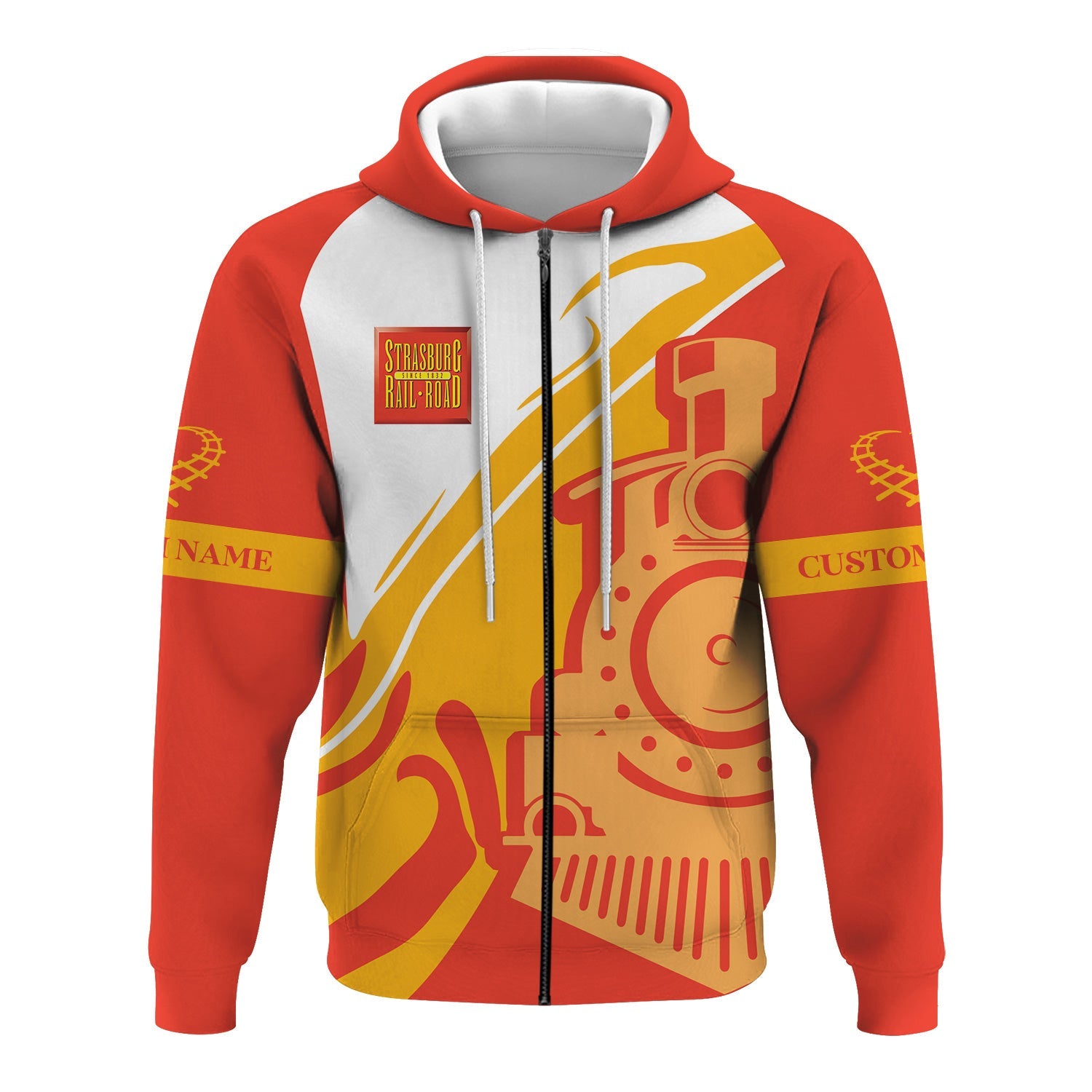 Railspirit Personalized Strasburg Railroad Hoodie Flame-Inspired Style Zip Up Hoodie Gift Idea For Train Lovers