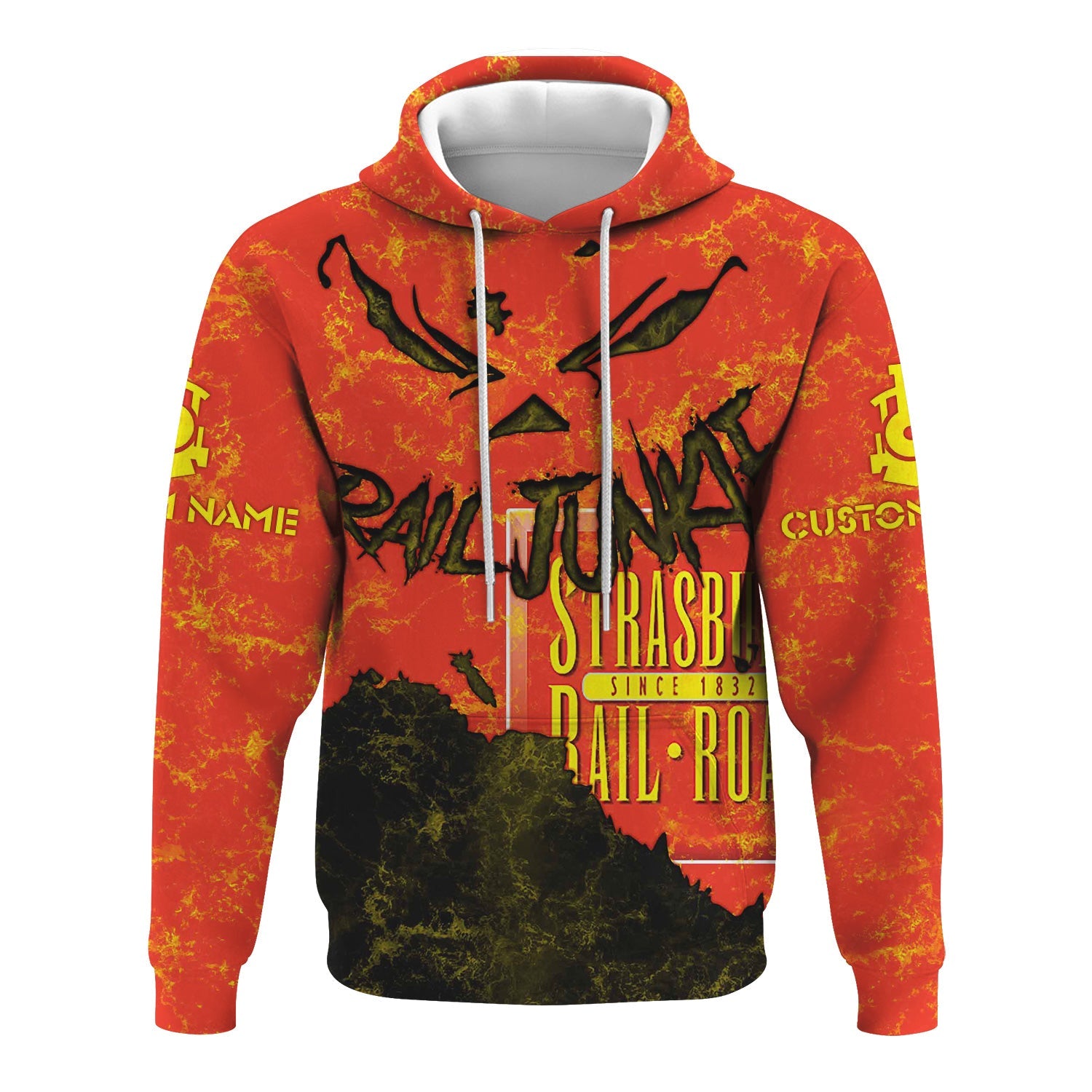 Railspirit Personalized Strasburg Railroad Hoodie Torn Graphic Style Train Zip Up Hoodie For Rail Junkie