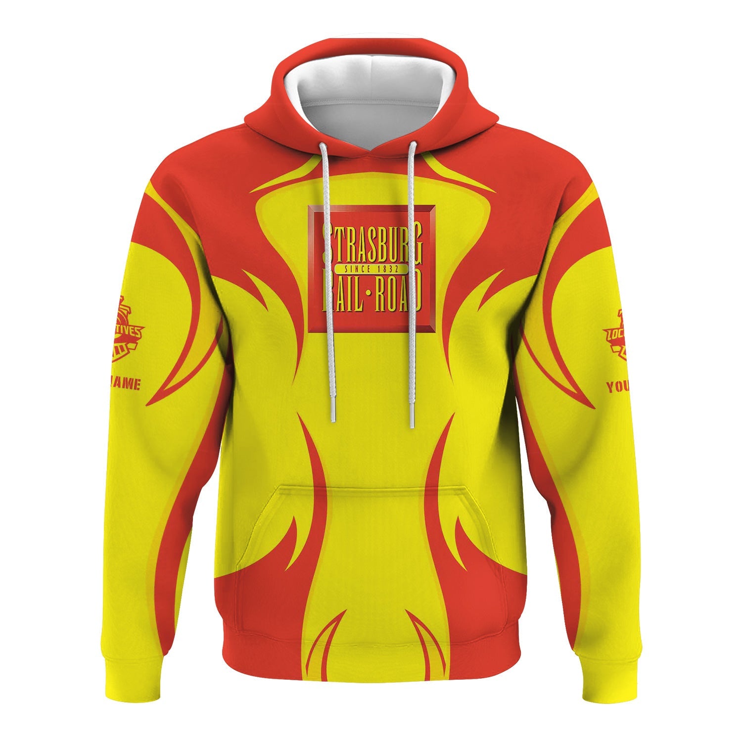 Railspirit Personalized Strasburg Railroad Hoodie Distinctive Flame Style Zip Up Hoodie For Steam Engine Addict