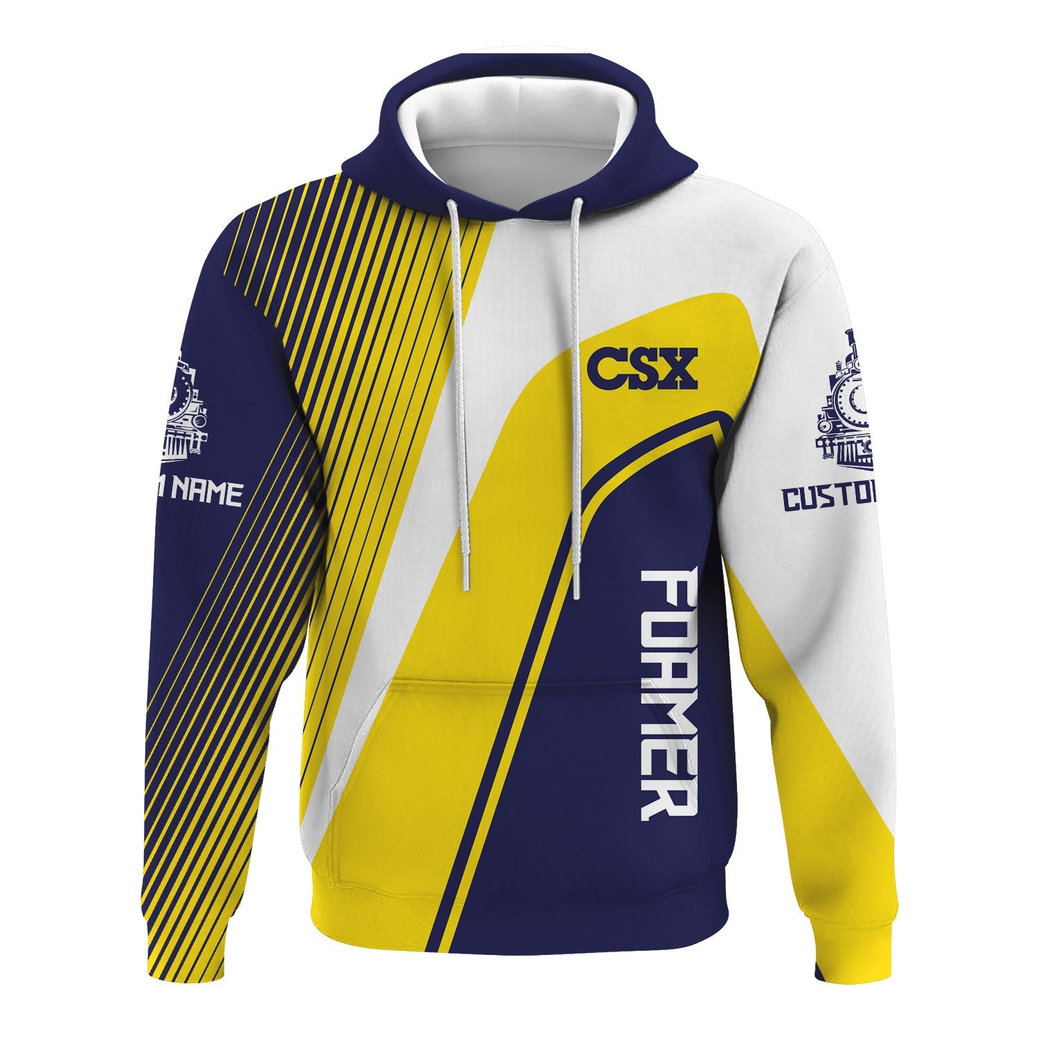 Railspirit Personalized CSX Transportation Railroad Hoodie Vibrant Striking Style Zip Up Hoodie For Rail Enthusiasts