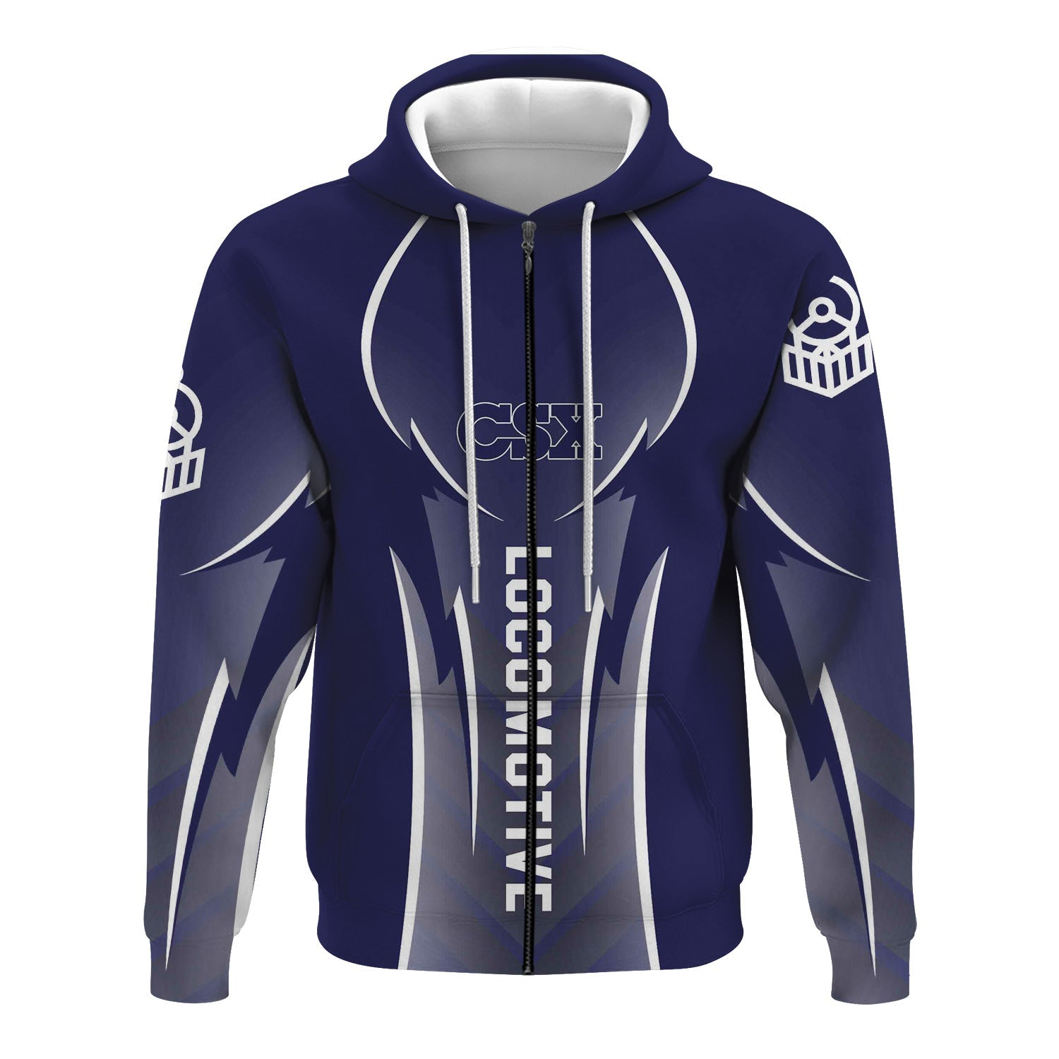 Railspirit Personalized CSX Transportation Railroad Hoodie Striking Line Style Train Zip Up Hoodie For Locomotive Lovers