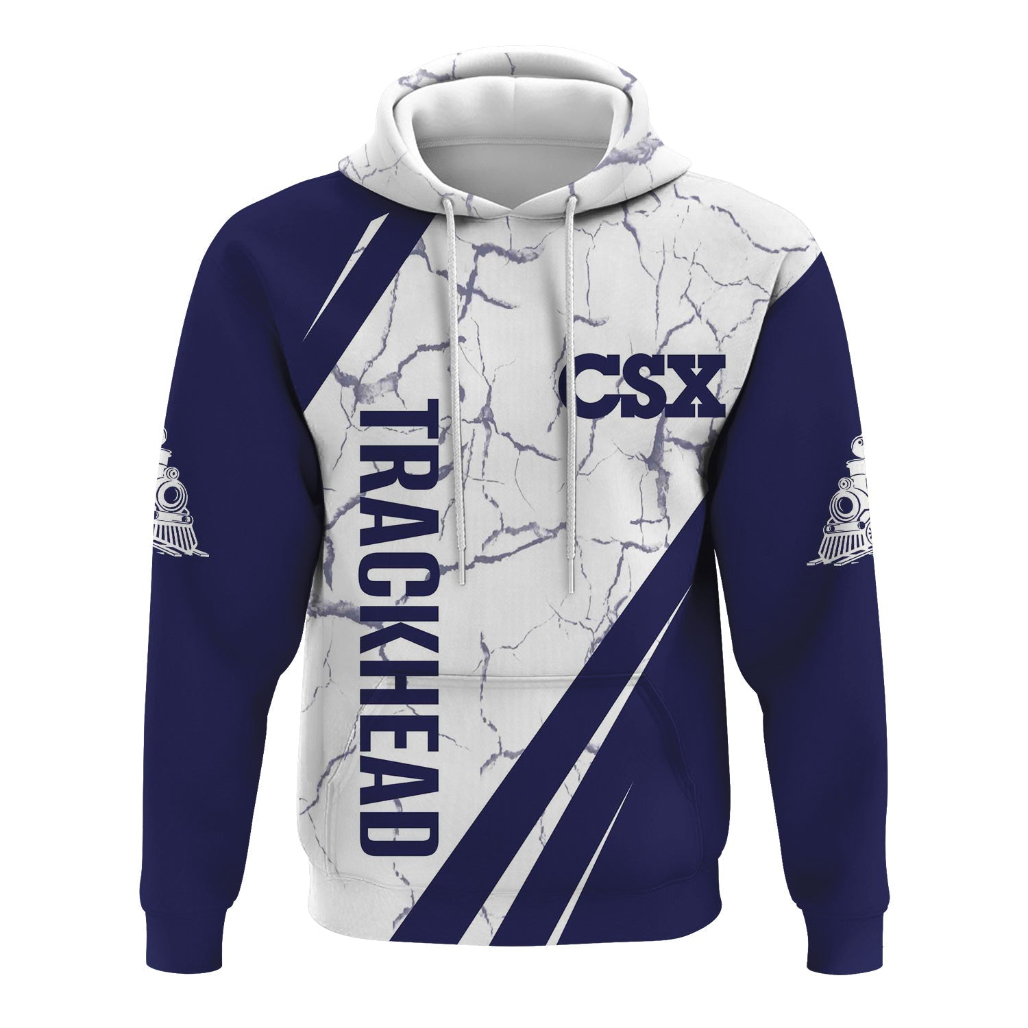 Railspirit Personalized CSX Transportation Railroad Hoodie Crackle Texture Style Train Zip Up Hoodie For Trackhead
