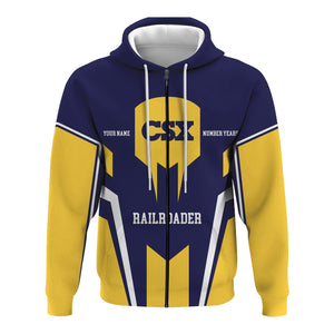 Railspirit Personalized CSX Transportation Railroad Hoodie Custom Year Railroader Zip Up Hoodie Gift Idea For Train Lover