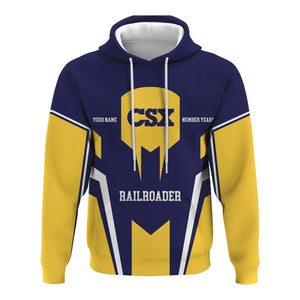 Railspirit Personalized CSX Transportation Railroad Hoodie Custom Year Railroader Zip Up Hoodie Gift Idea For Train Lover