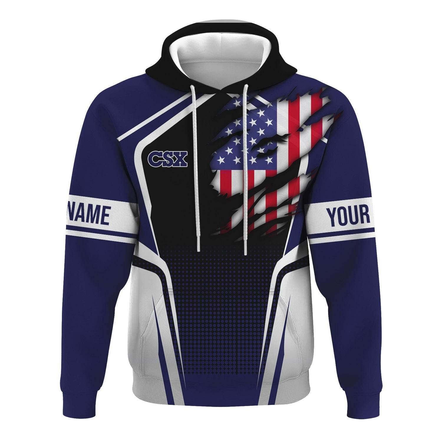 Railspirit Personalized CSX Transportation Railroad Hoodie American Eagle Vintage Train Zip Up Hoodie