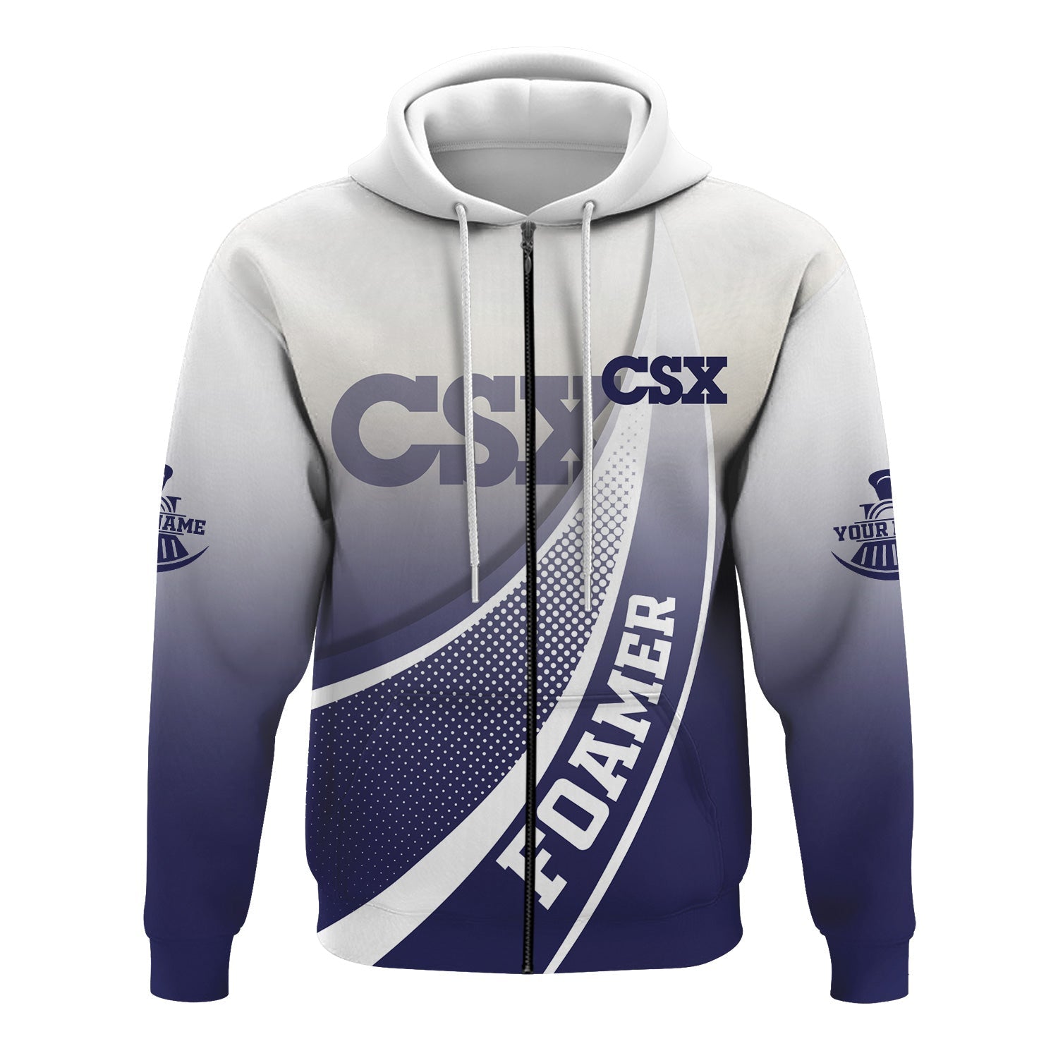 Railspirit Personalized CSX Transportation Railroad Hoodie Railway-Themed Style Zip Up Hoodie Gift Idea For Trainspotter