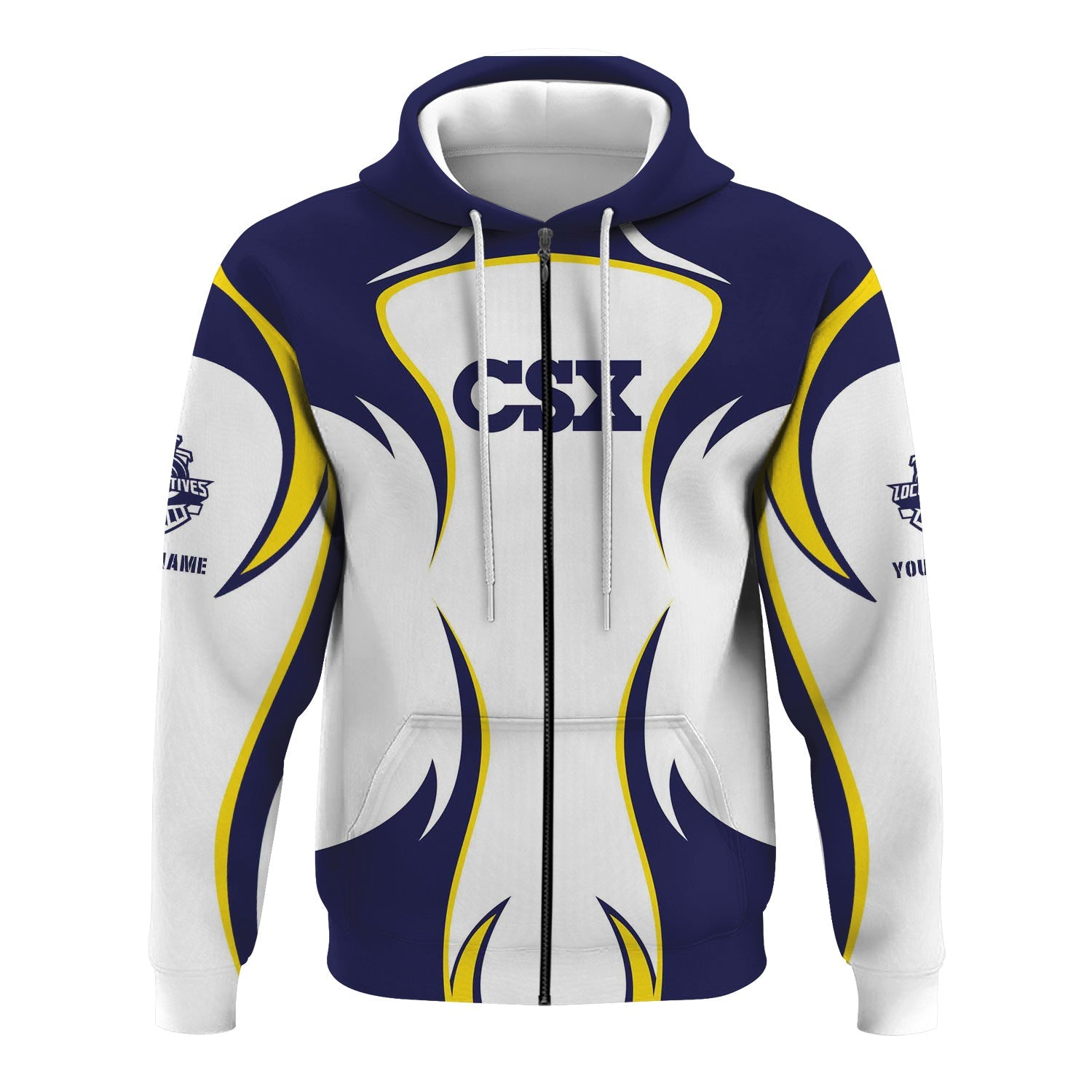 Railspirit Personalized CSX Transportation Railroad Hoodie Distinctive Flame Style Zip Up Hoodie For Steam Engine Addict