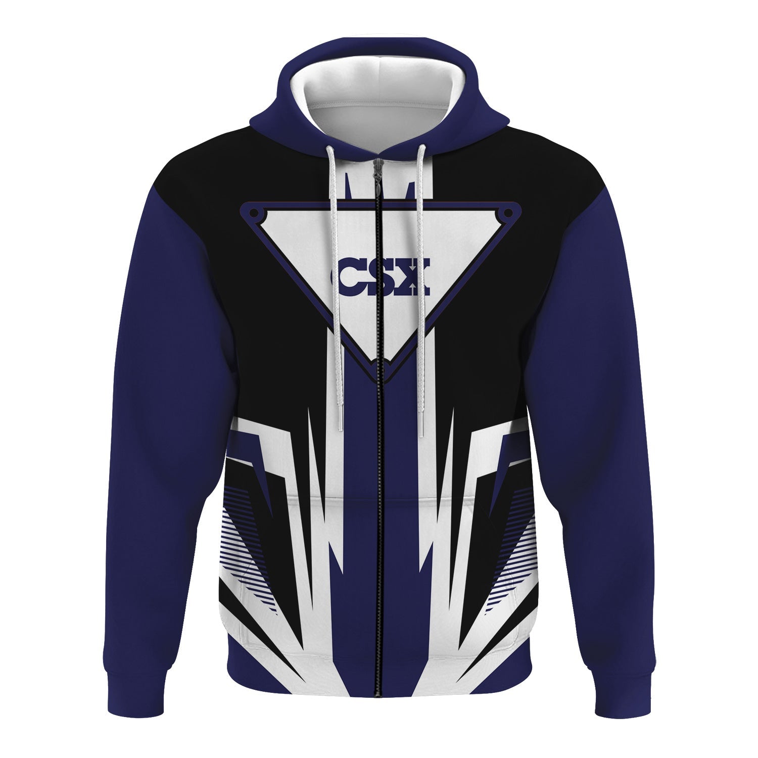 Railspirit CSX Transportation Railroad Hoodie Bold Graphic Style All Over Printed Zip Up Hoodie