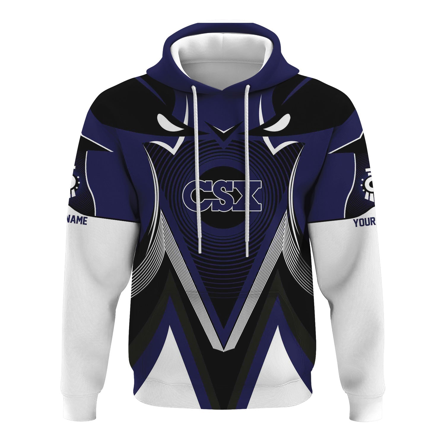 Railspirit Personalized CSX Transportation Railroad Hoodie Vibrant Graphic Pattern Zip Up Hoodie For Train Enthusiasts