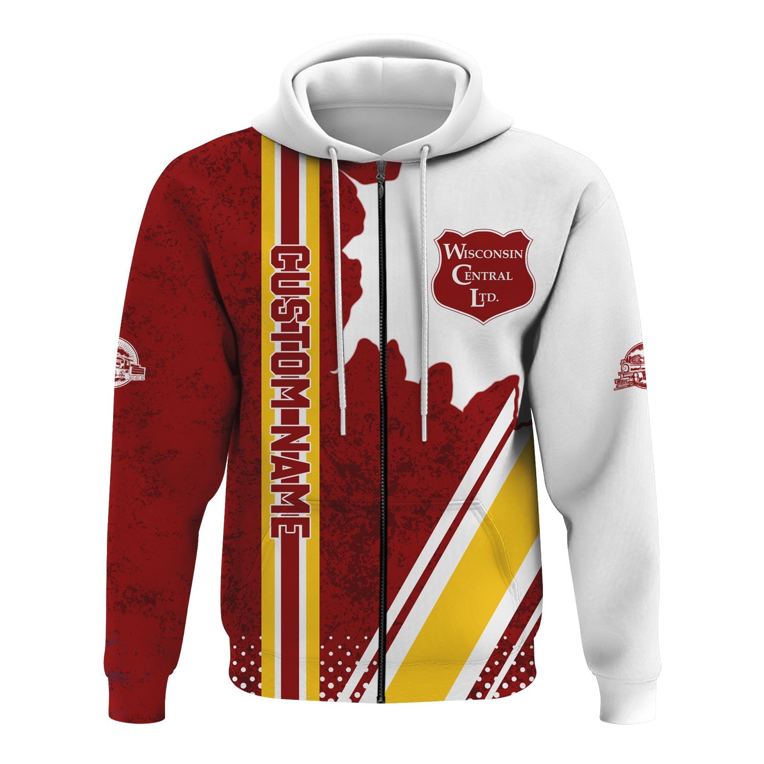 Railspirit Personalized Wisconsin Central Ltd Railroad Hoodie All Over Printed Unisex Zip Up Hoodie