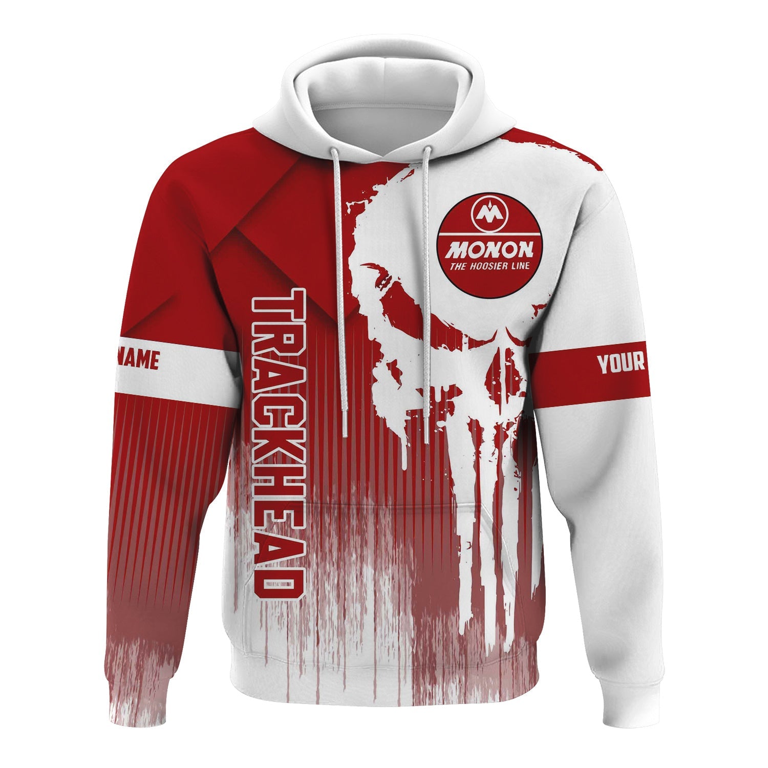 Railspirit Personalized Monon Railroad Hoodie Skull Design with Custom Job Train Zip Up Hoodie for Trackhead Crew