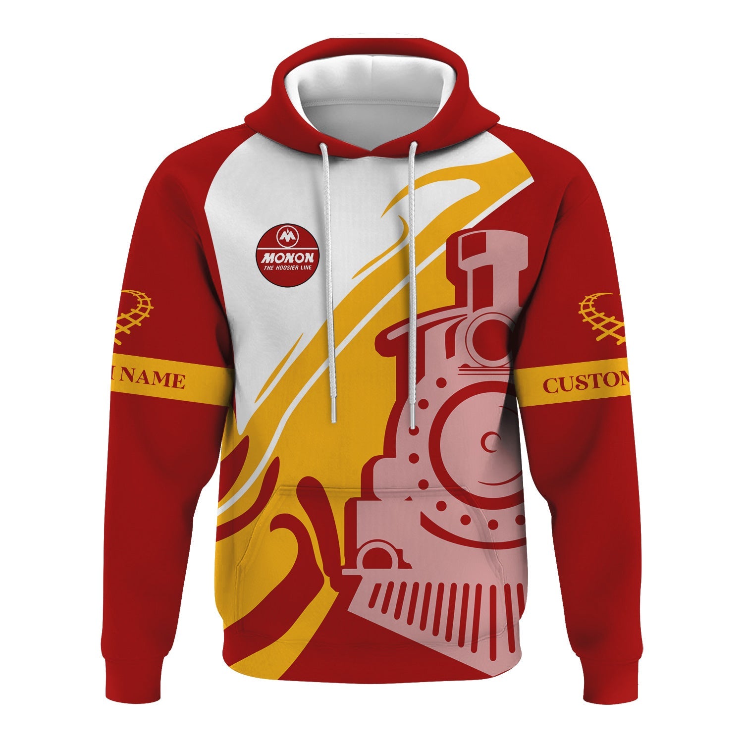 Railspirit Personalized Monon Railroad Hoodie Flame-Inspired Style Zip Up Hoodie Gift Idea For Train Lovers