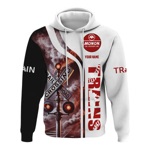 Railspirit Custom Name Monon Railroad Hoodie Railroad Crossing Sign Printed Zip Hoodie