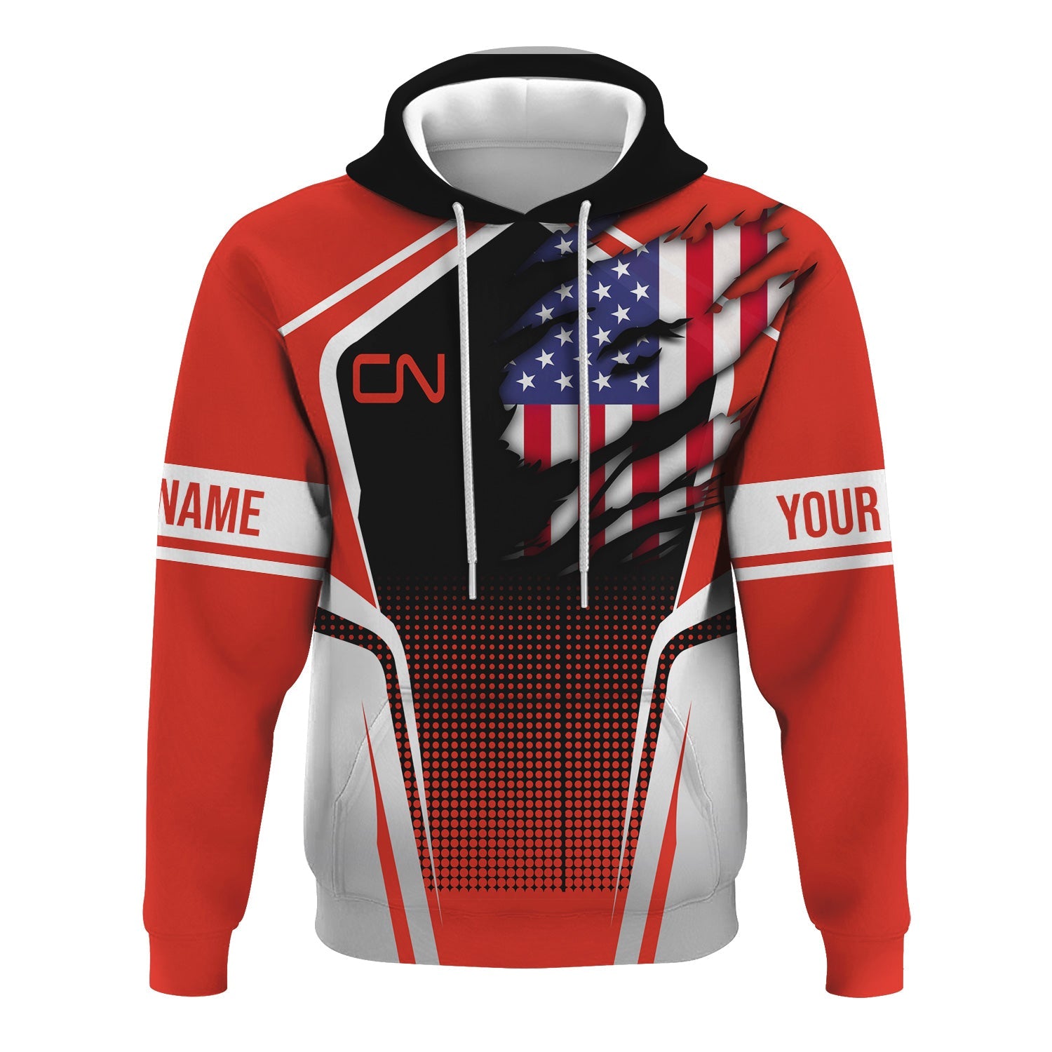 Railspirit Personalized Canadian National Railroad Hoodie American Eagle Vintage Train Zip Up Hoodie