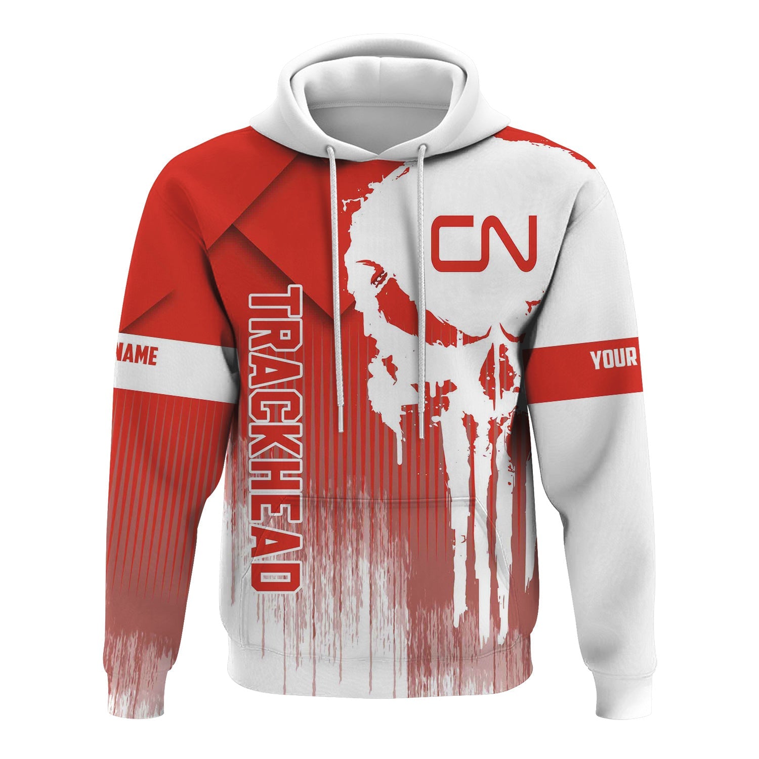Railspirit Personalized Canadian National Railroad Hoodie Skull Design with Custom Job Train Zip Up Hoodie for Trackhead Crew