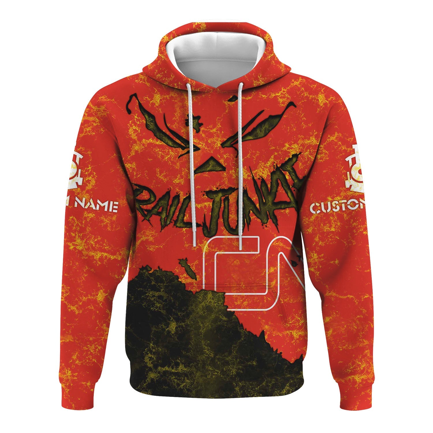 Railspirit Personalized Canadian National Railroad Hoodie Torn Graphic Style Train Zip Up Hoodie For Rail Junkie