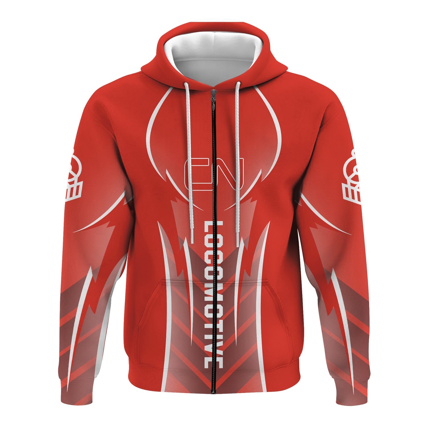 Railspirit Personalized Canadian National Railroad Hoodie Striking Line Style Train Zip Up Hoodie For Locomotive Lovers