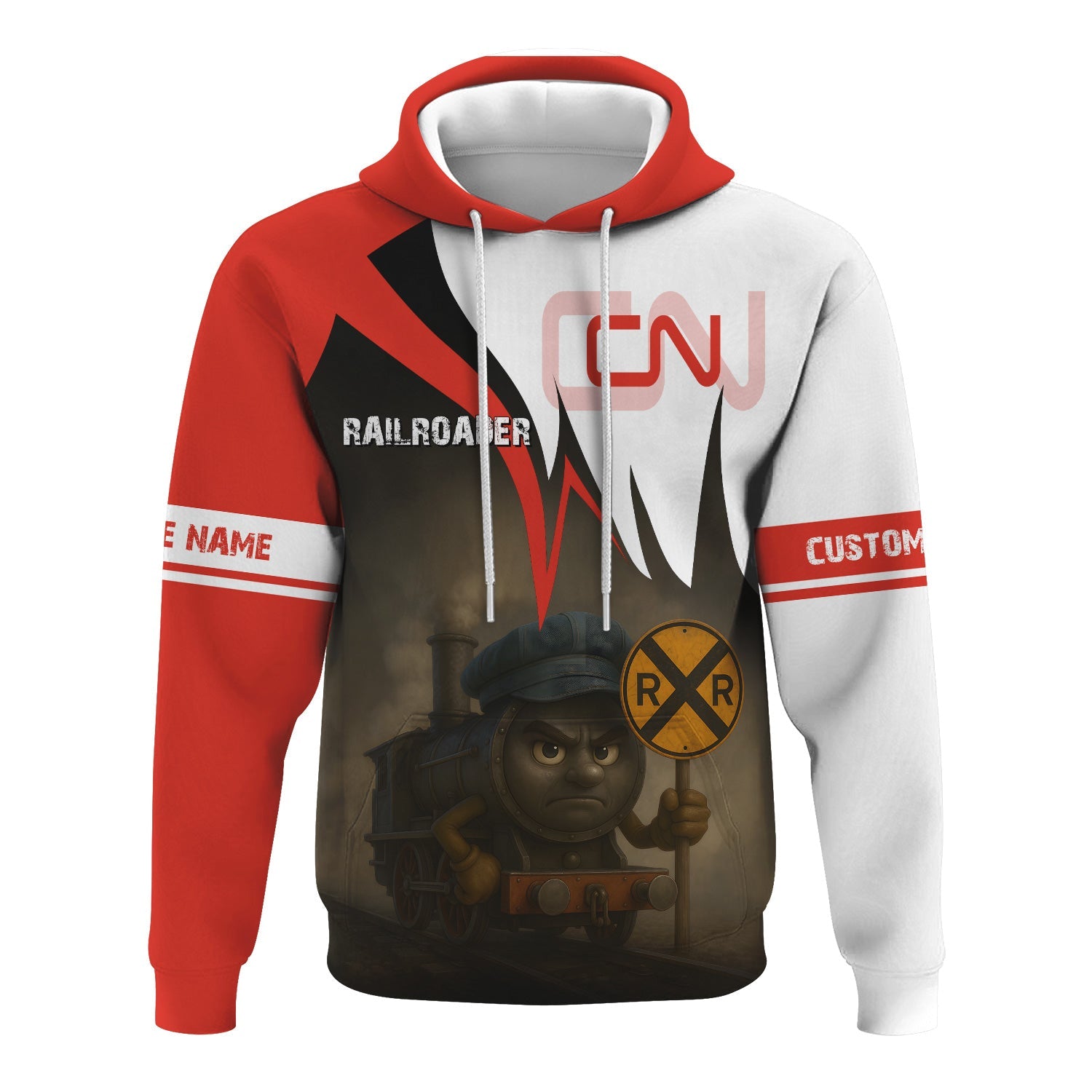 Railspirit Personalized Canadian National Railroad Hoodie Angry Train Hoodie Gift Idea For Train Lover