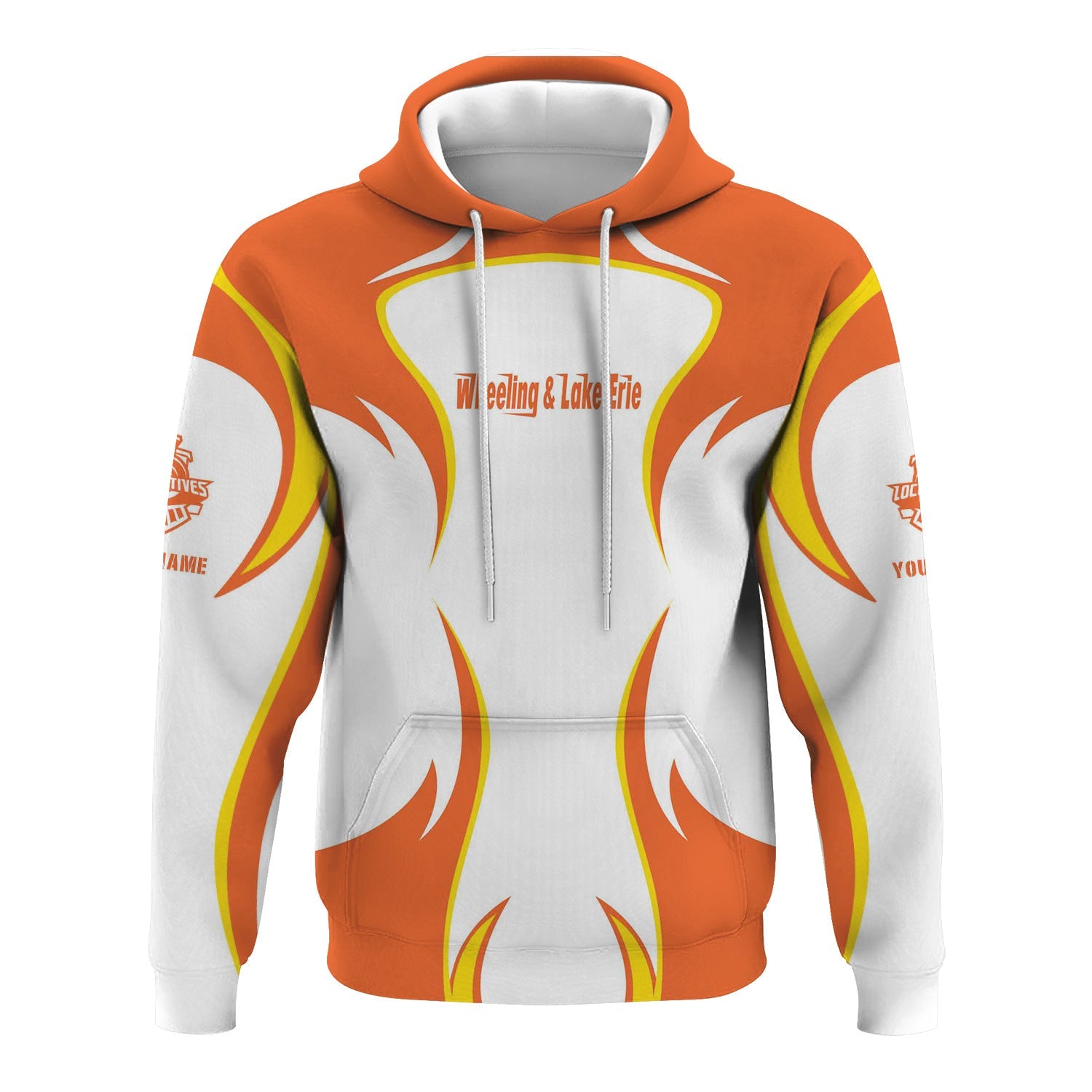 Railspirit Personalized Wheeling And Lake Erie Railroad Hoodie Distinctive Flame Style Zip Up Hoodie For Steam Engine Addict