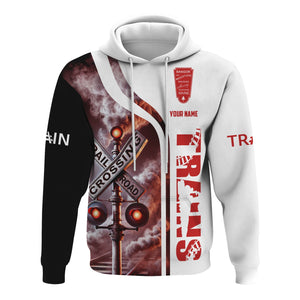 Railspirit Custom Name Bangor And Aroostook Railroad Hoodie Railroad Crossing Sign Printed Zip Hoodie