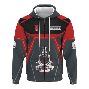 Railspirit Personalized Bangor And Aroostook Railroad Hoodie Steam Locomotive Engine Graphic Train Zip Up Hoodie All Over Print