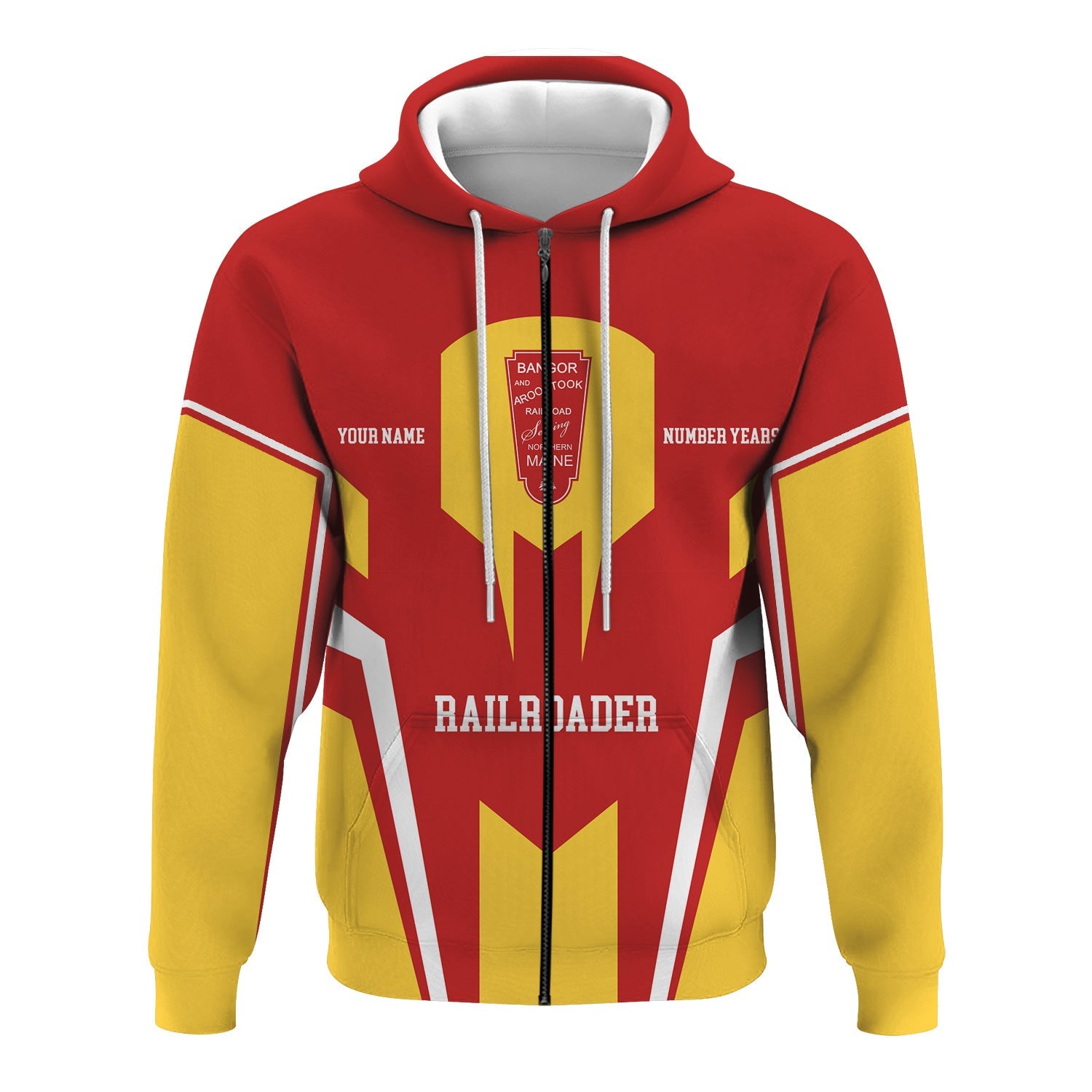 Railspirit Personalized Bangor And Aroostook Railroad Hoodie Custom Year Railroader Zip Up Hoodie Gift Idea For Train Lover