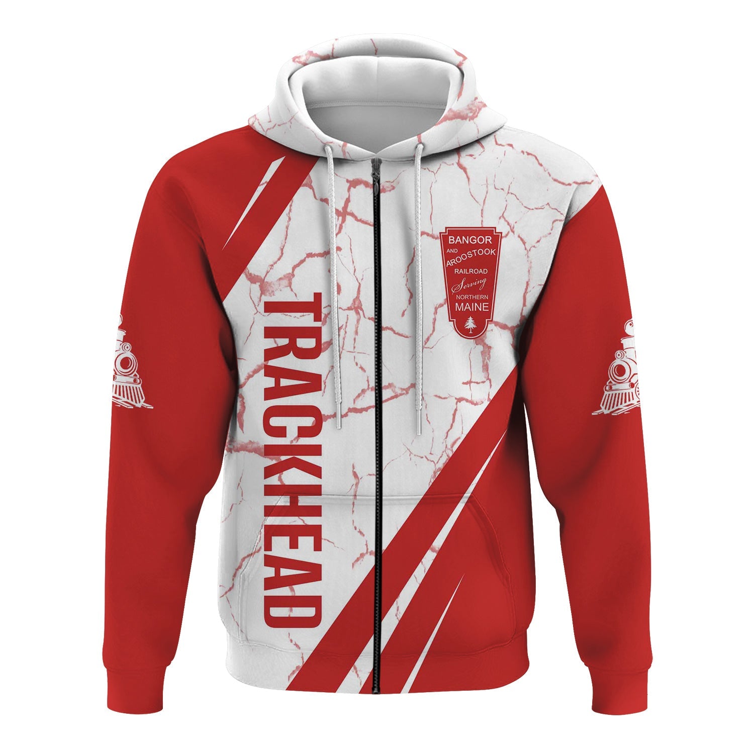 Railspirit Personalized Bangor And Aroostook Railroad Hoodie Crackle Texture Style Train Zip Up Hoodie For Trackhead