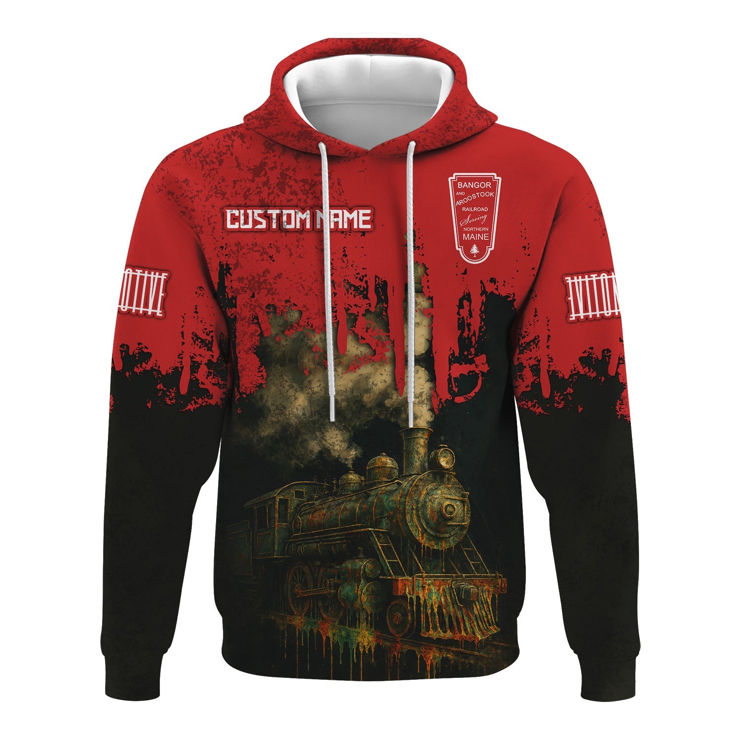 Railspirit Personalized Bangor And Aroostook Railroad Hoodie Vintage Train Art Style Zip Up Hoodie For Locomotive Fans