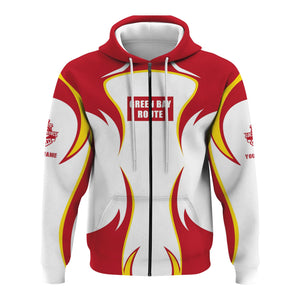 Railspirit Personalized Green Bay & Western Railroad Hoodie Distinctive Flame Style Zip Up Hoodie For Steam Engine Addict