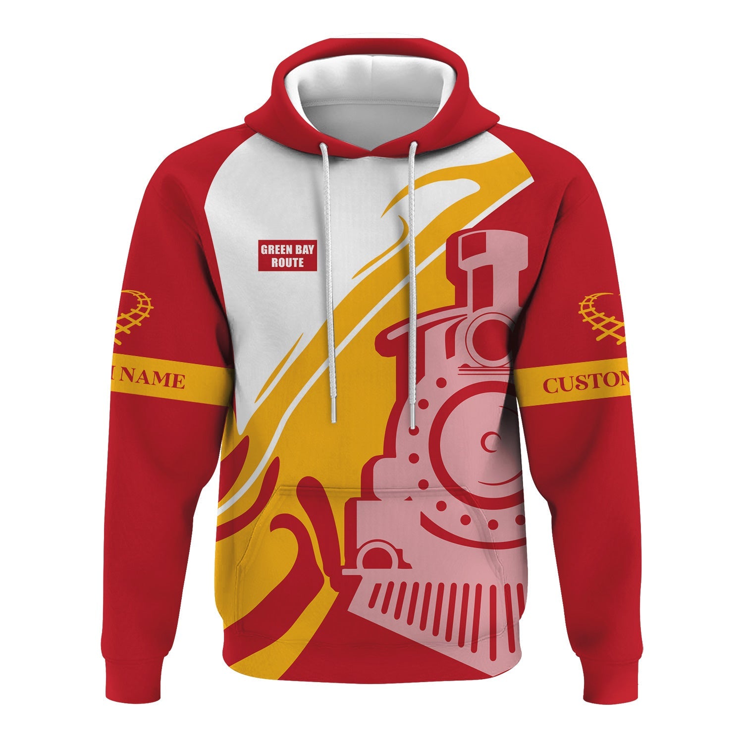 Railspirit Personalized Green Bay & Western Railroad Hoodie Flame-Inspired Style Zip Up Hoodie Gift Idea For Train Lovers