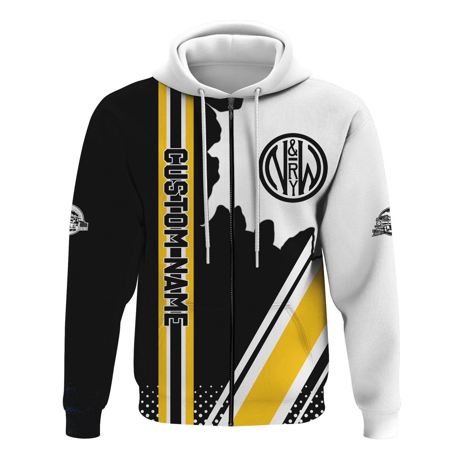 Railspirit Personalized Norfolk and Western Railway Hoodie N&W All Over Printed Unisex Zip Up Hoodie
