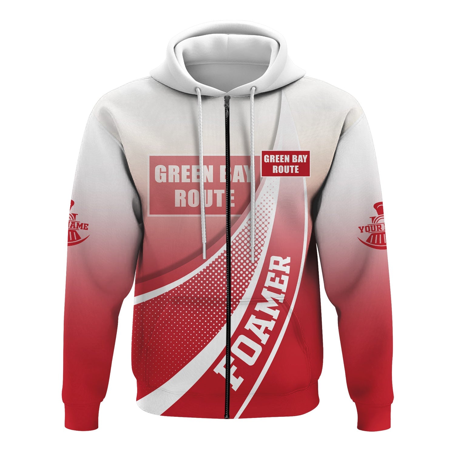 Railspirit Personalized Green Bay & Western Railroad Hoodie Railway-Themed Style Zip Up Hoodie Gift Idea For Trainspotter