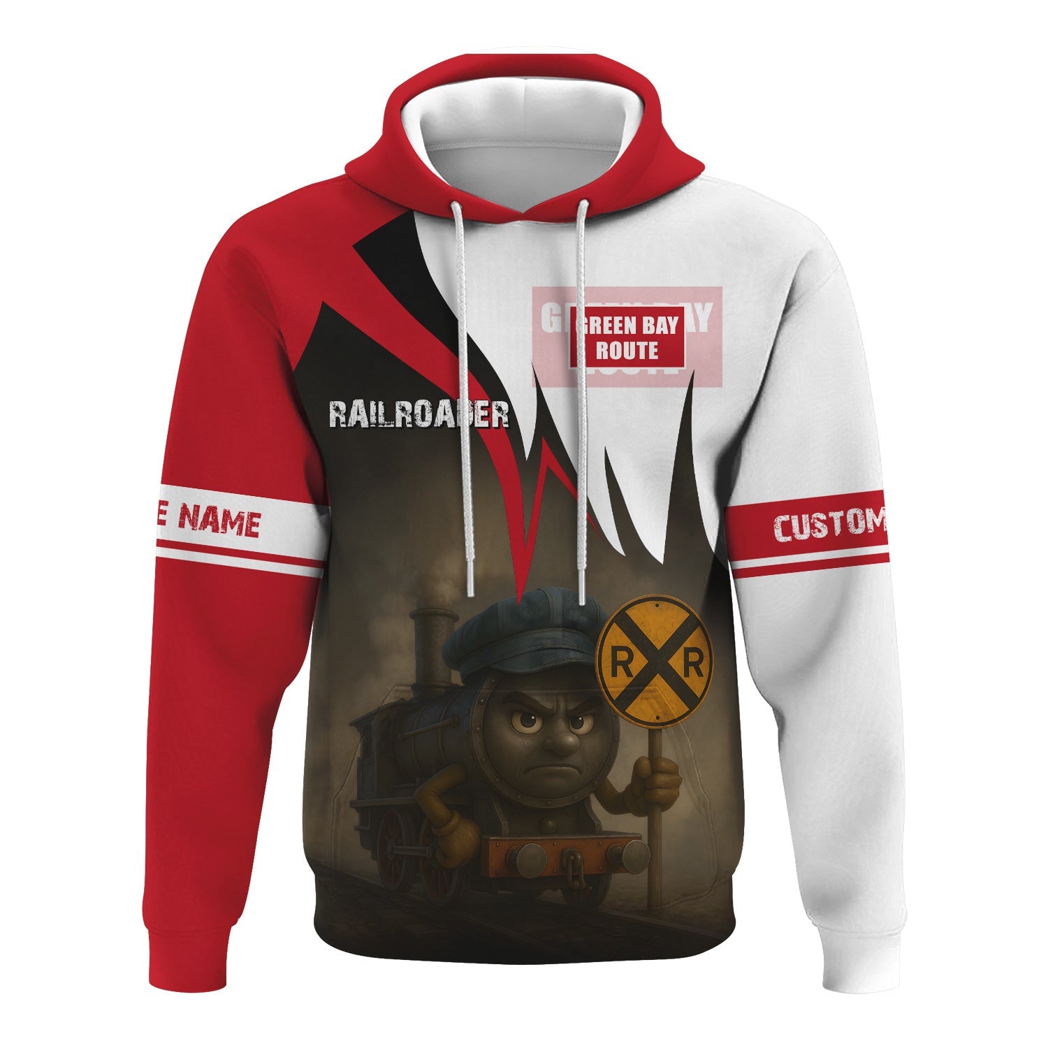 Railspirit Personalized Green Bay & Western Railroad Hoodie Angry Train Hoodie Gift Idea For Train Lover