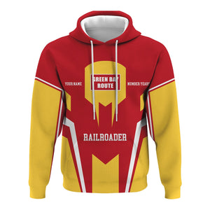 Railspirit Personalized Green Bay & Western Railroad Hoodie Custom Year Railroader Zip Up Hoodie Gift Idea For Train Lover