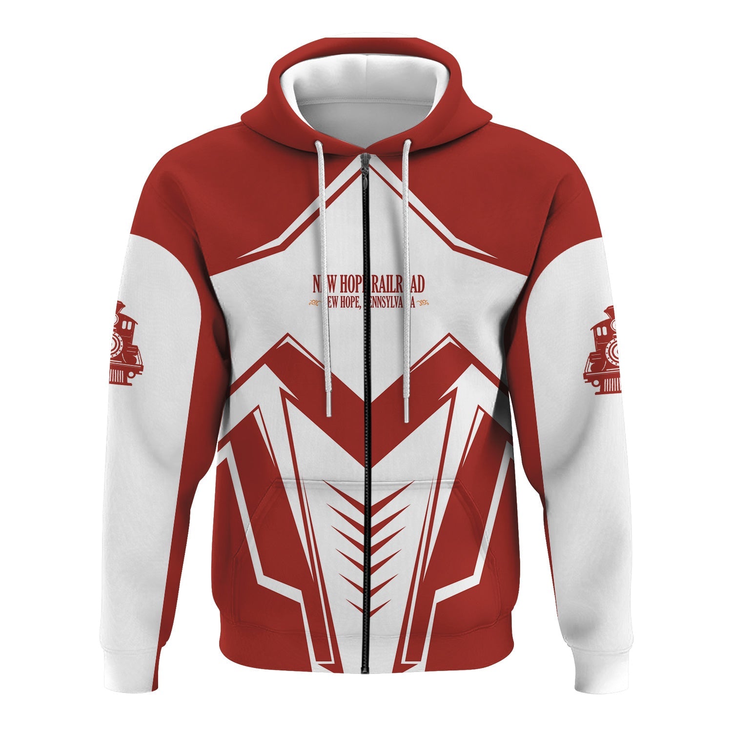 Railspirit Personalized New Hope Railroad Hoodie Railway Trainspotter Style Zip Up Hoodie Gift Idea For Foamers