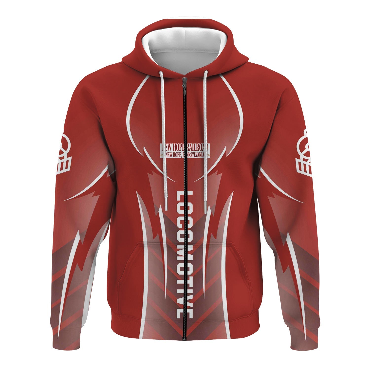 Railspirit Personalized New Hope Railroad Hoodie Striking Line Style Train Zip Up Hoodie For Locomotive Lovers