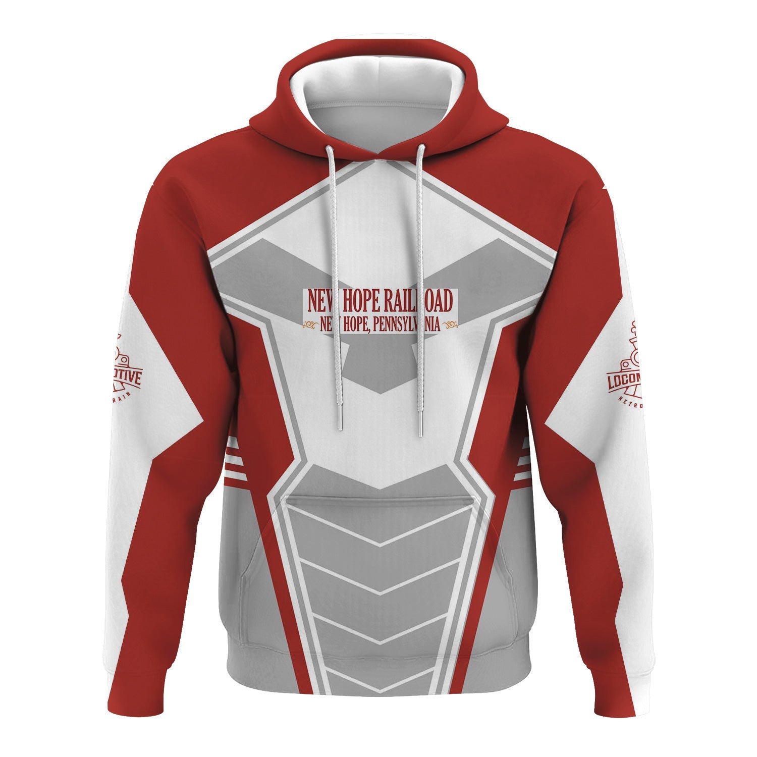 Railspirit Personalized New Hope Railroad Hoodie Engine-Inspired Style Train Zip Up Hoodie for Railroad Fanatic