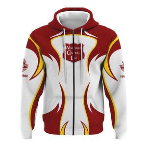 Railspirit Personalized Wisconsin Central Ltd Railroad Hoodie Distinctive Flame Style Zip Up Hoodie For Steam Engine Addict
