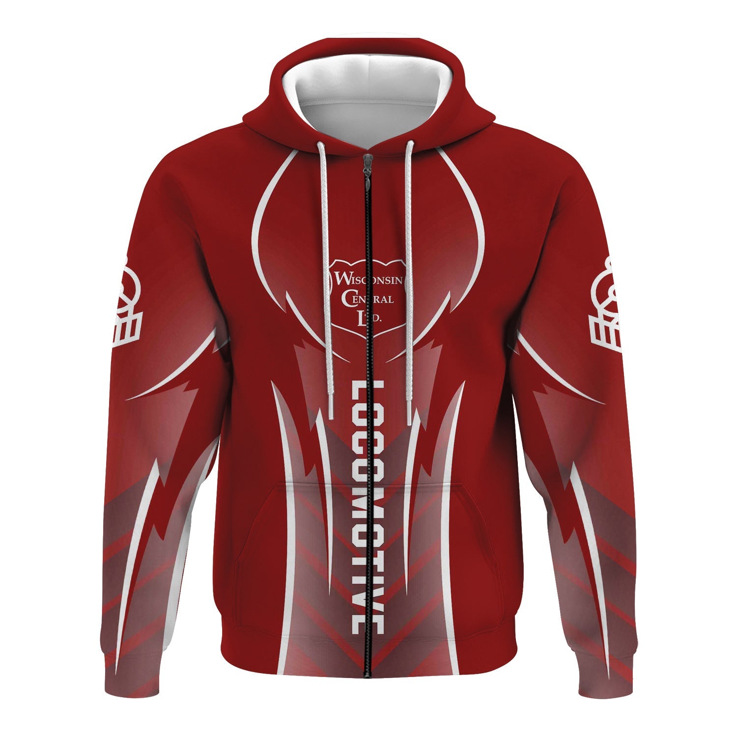 Railspirit Personalized Wisconsin Central Ltd Railroad Hoodie Striking Line Style Train Zip Up Hoodie For Locomotive Lovers