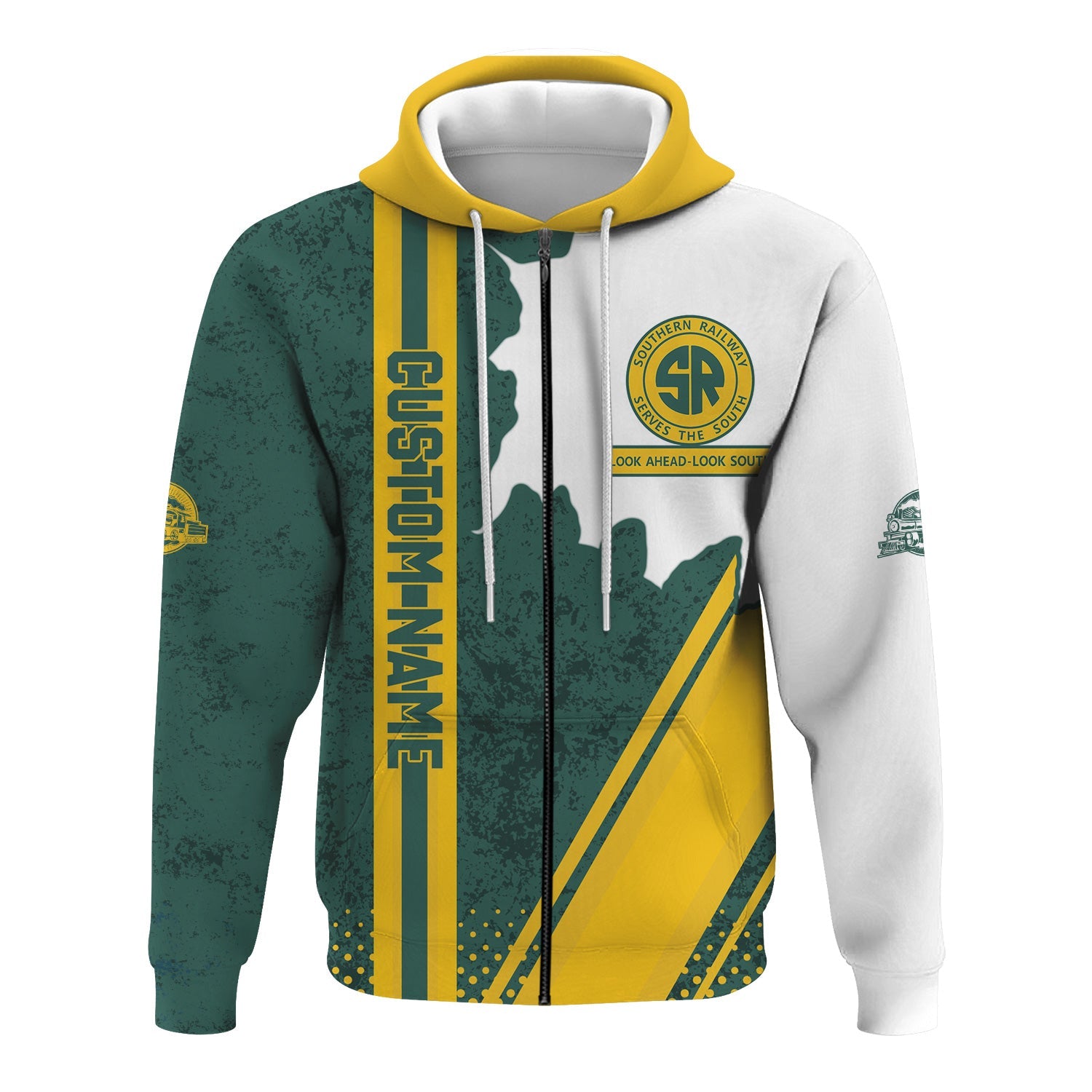 Railspirit Personalized Southern Railway U.S Hoodie SOU All Over Printed Unisex Zip Up Hoodie