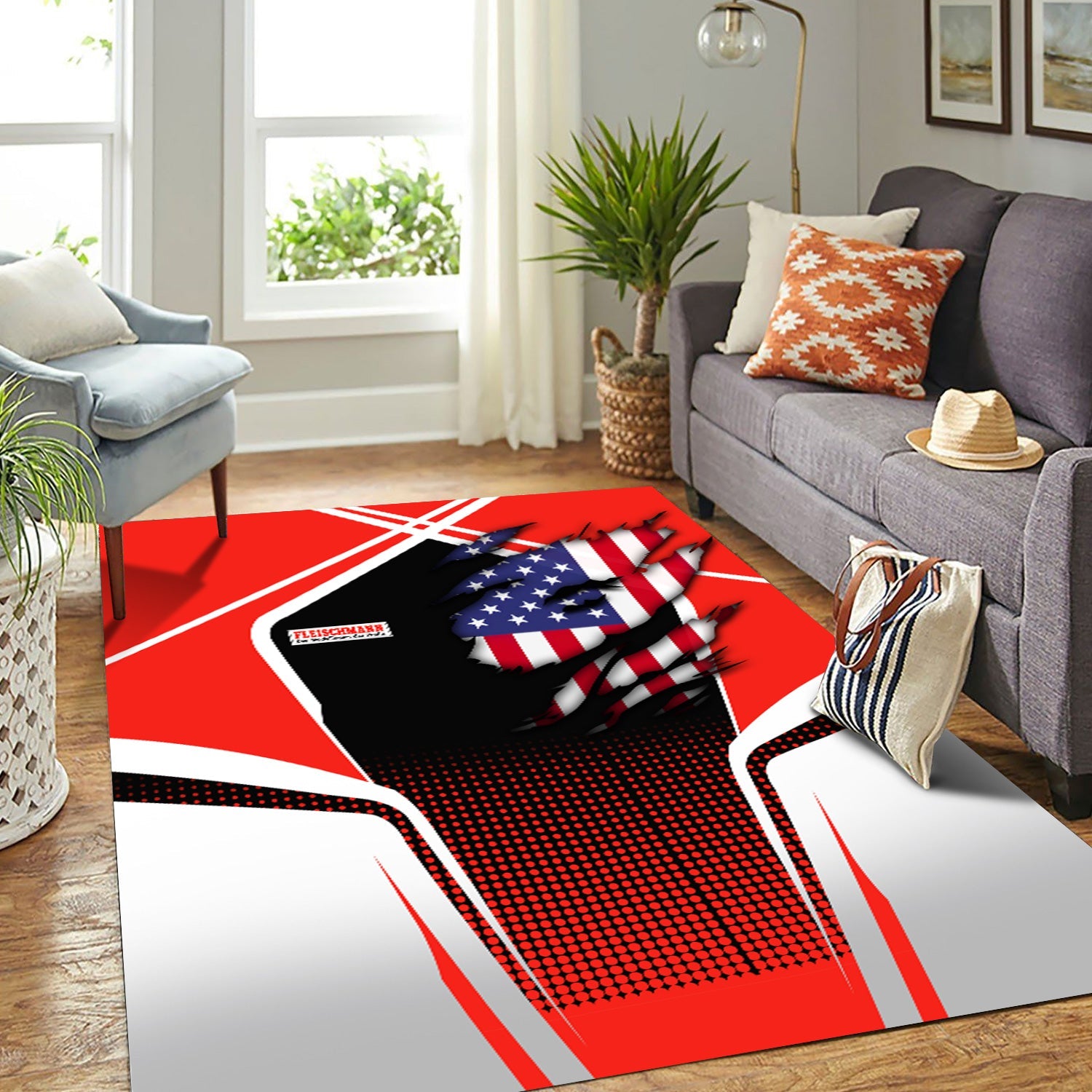 Railspirit Personalized Fleischmann And Western Railroad Area Rug American Eagle Vintage Train Rug