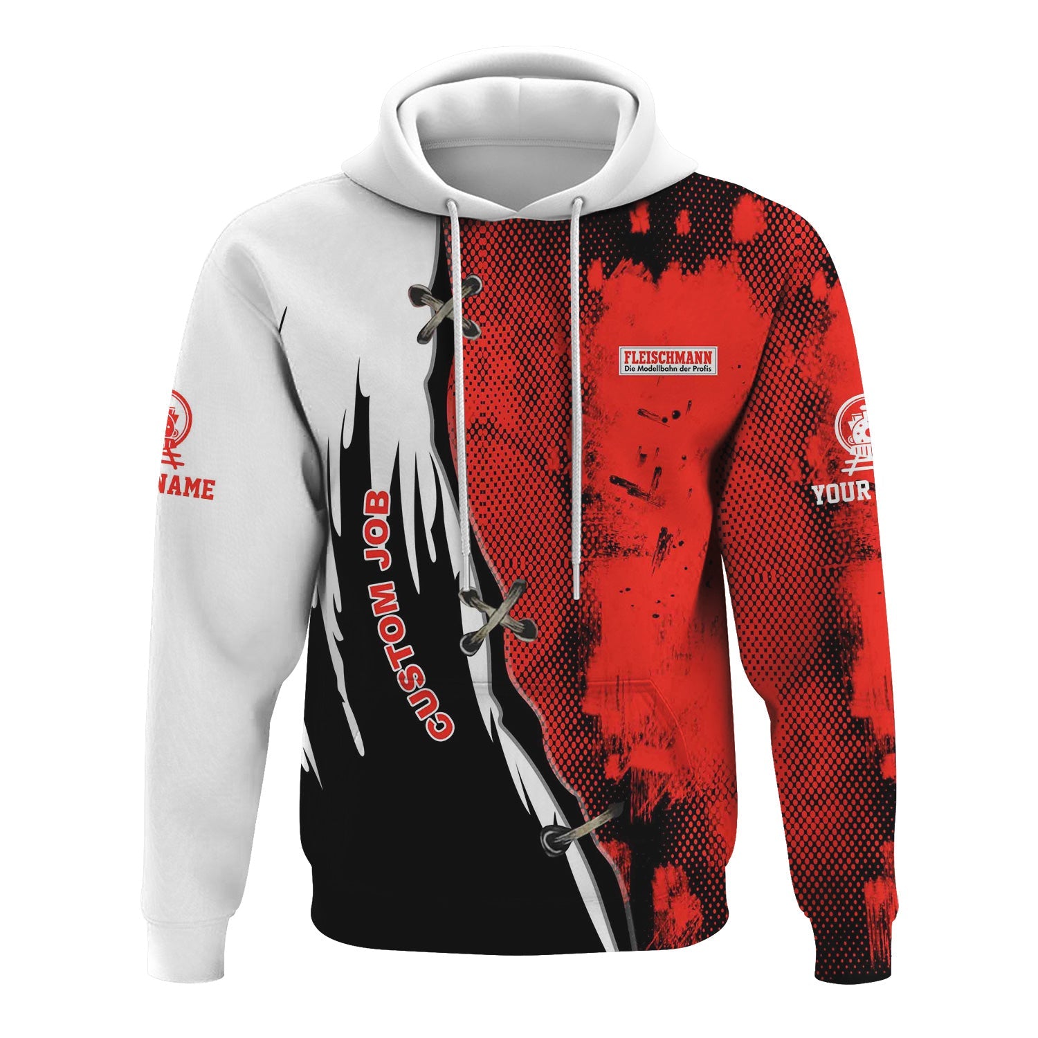 Railspirit Personalized Fleischmann And Western Railroad Hoodie Retro Stitches Design with Custom Position Train Zip Up Hoodie