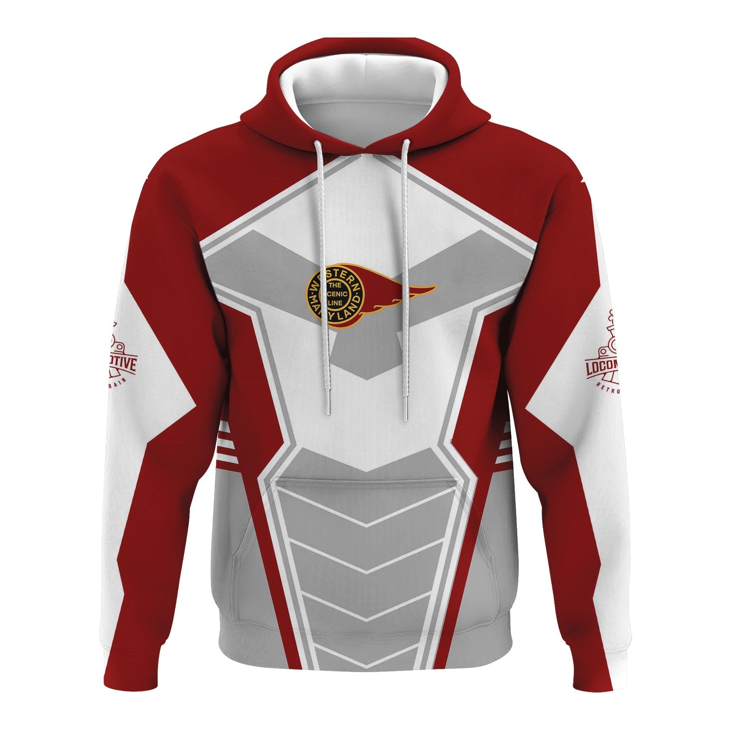 Railspirit Personalized Western Maryland Railway Hoodie Engine-Inspired Style Train Zip Up Hoodie for Railroad Fanatic